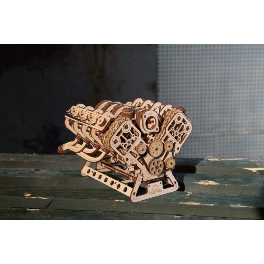 Ugears - Puzzle mecánico 3D de madera Motor V8