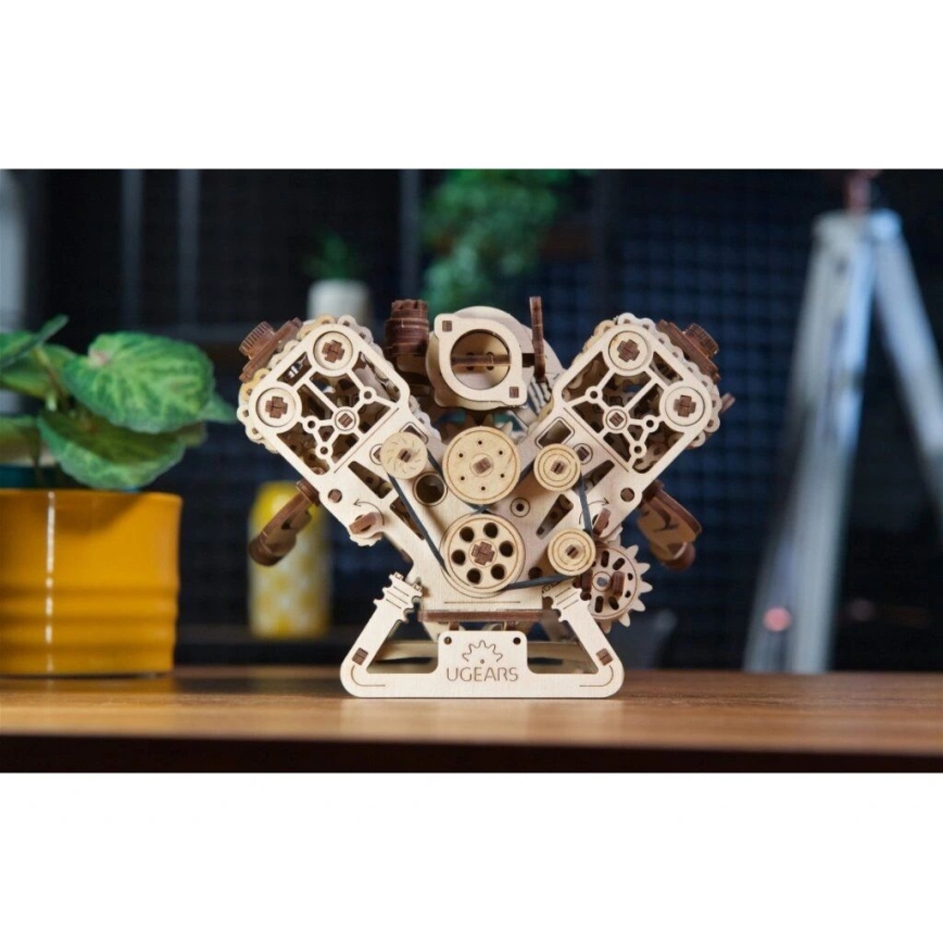 Ugears - Puzzle mecánico 3D de madera Motor V8