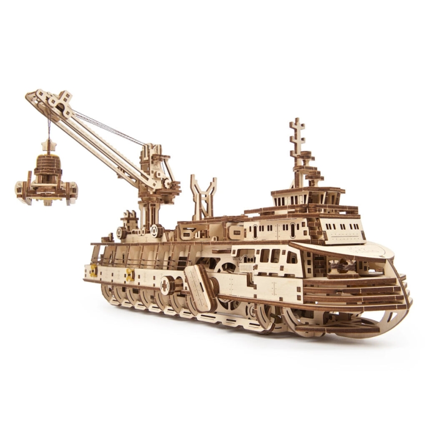 Ugears - Rompecabezas mecánico 3D de madera Barco de investigación