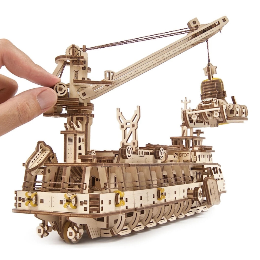 Ugears - Rompecabezas mecánico 3D de madera Barco de investigación