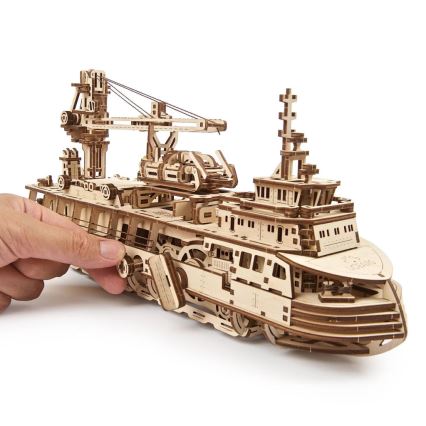 Ugears - Rompecabezas mecánico 3D de madera Barco de investigación