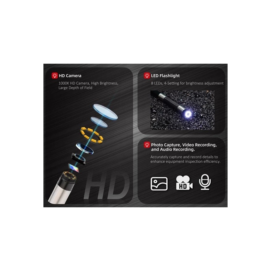 Uni-T - Boroscopio 3,7 V 3000 mAh IP67 3 m