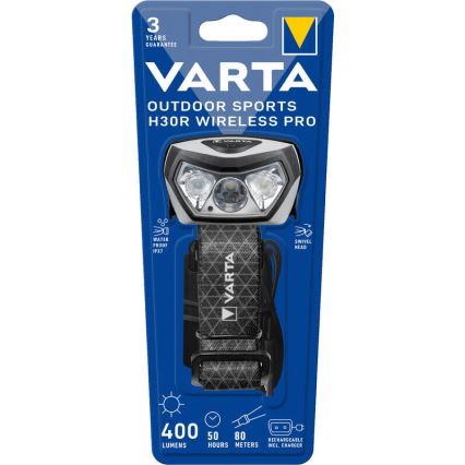 Varta 18650101401 - Linterna frontal recargable LED regulable con carga inalámbrica OUTDOOR SPORTS LED/5V 1800 mAh IPX7