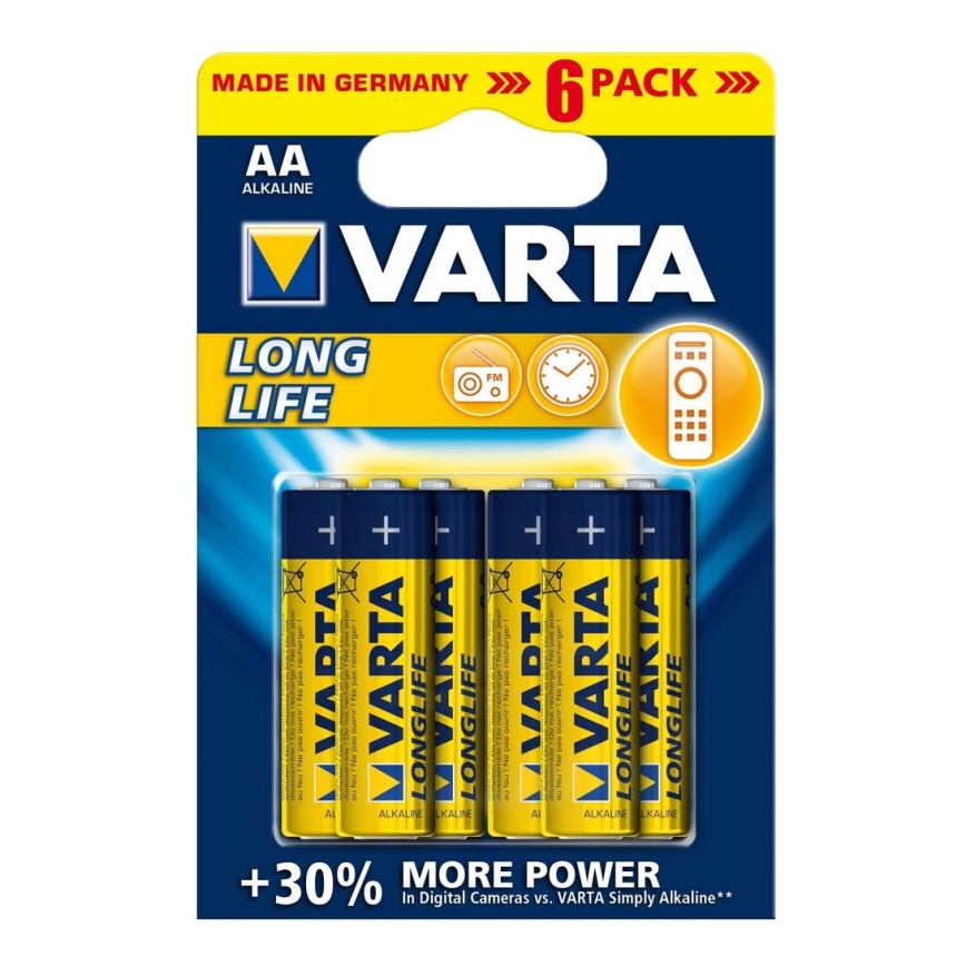 Varta 4106 - 6 pz. Pilas alcalinas LONGLIFE EXTRA AA 1,5V
