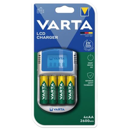 Varta 57070201451 - Cargador de pilas LCD 4xAA/AAA 2600mAh 5V