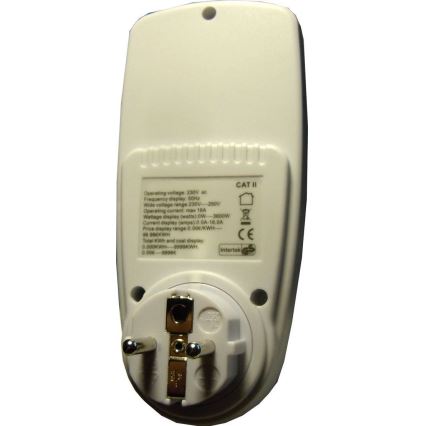 Vatímetro y medidor de consumo eléctrico 3600W/230V