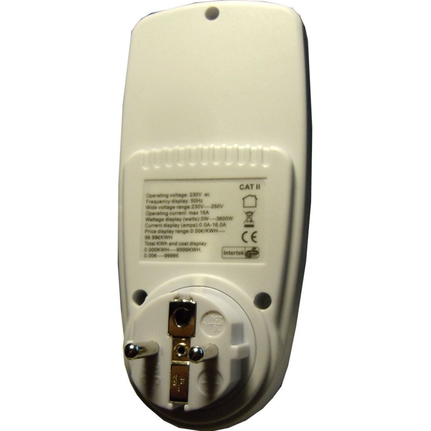 Vatímetro y medidor de consumo eléctrico 3600W/230V