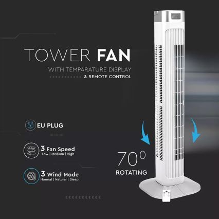 Ventilador de columna con control de temperatura y control remoto 55W/230V