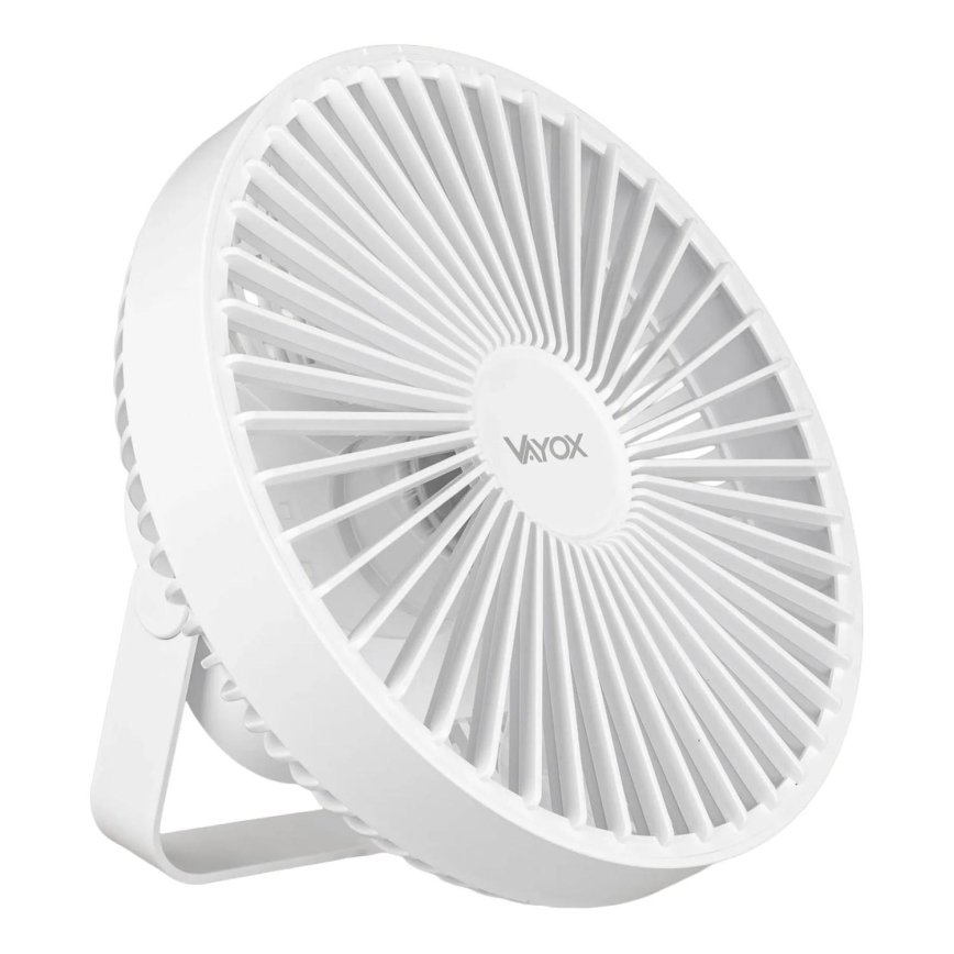 Ventilador de mesa recargable LED con iluminación LED LED/2W/5V USB 2400 mAh blanco