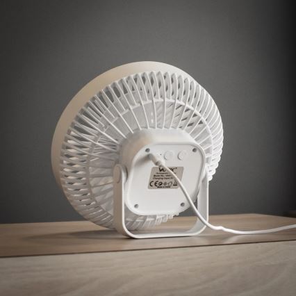 Ventilador de mesa recargable LED con iluminación LED LED/2W/5V USB 2400 mAh blanco