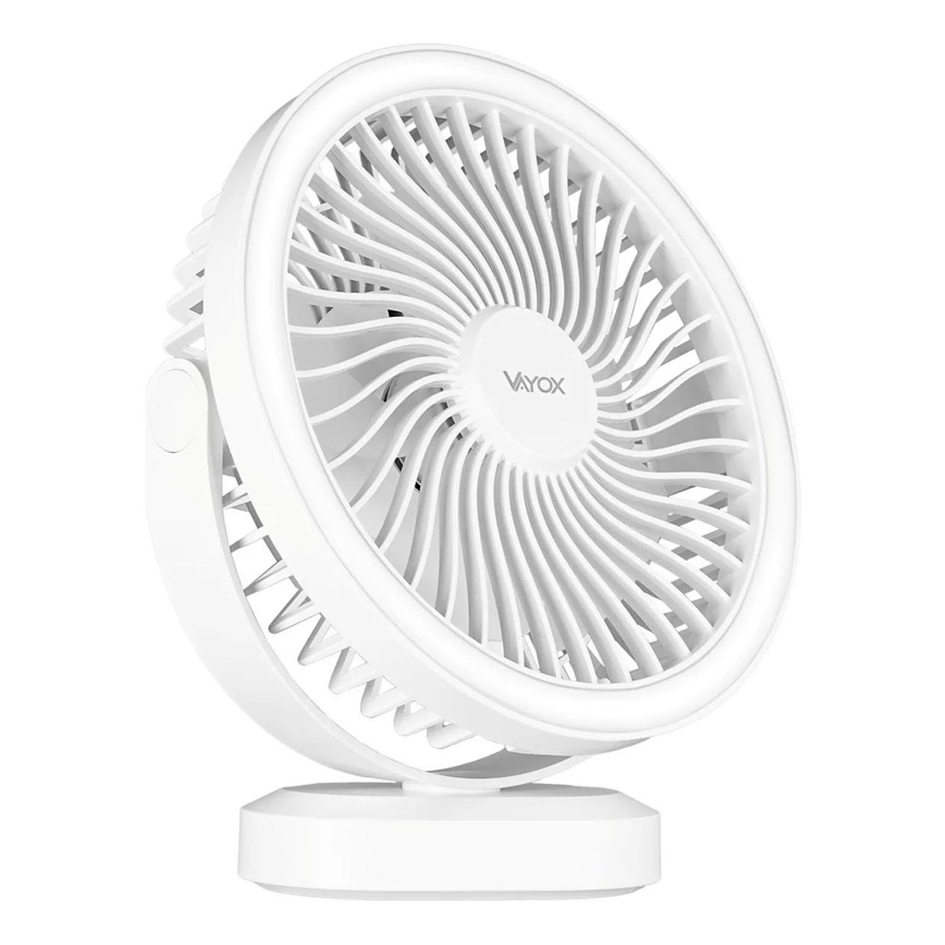 Ventilador de mesa recargable LED con iluminación LED LED/3W/5V USB 2400 mAh blanco