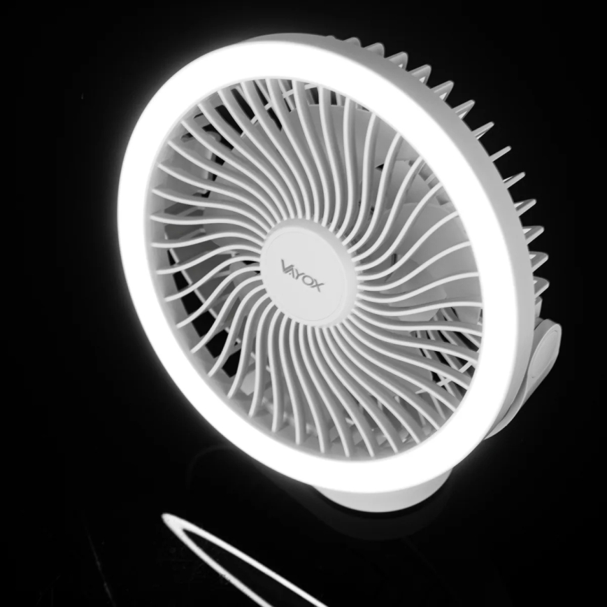 Ventilador de mesa recargable LED con iluminación LED LED/3W/5V USB 2400 mAh blanco