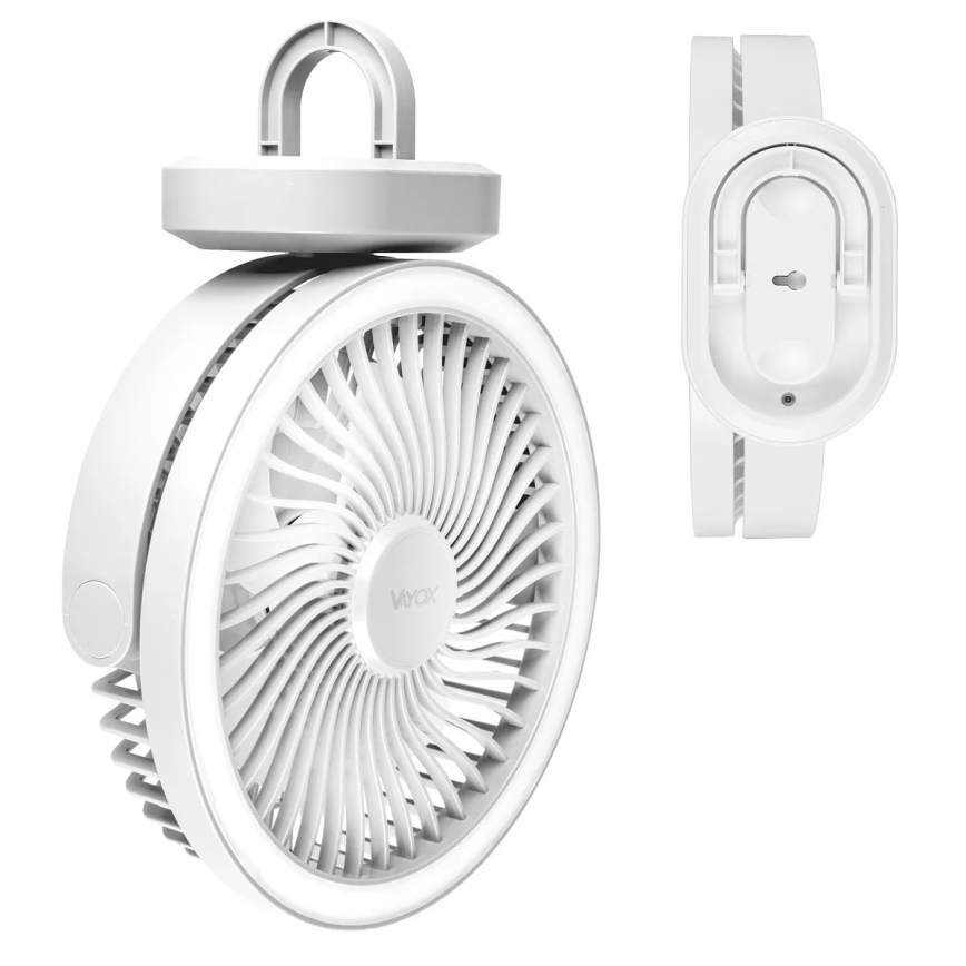 Ventilador de mesa recargable LED con iluminación LED LED/3W/5V USB 2400 mAh blanco