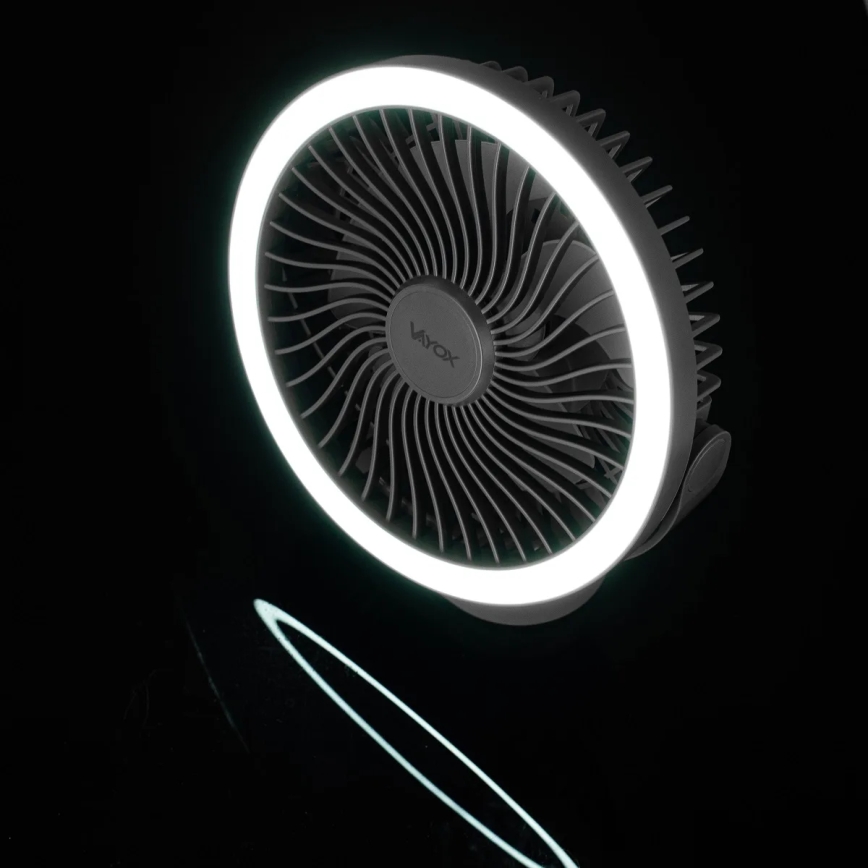 Ventilador de mesa recargable LED con iluminación LED LED/3W/5V USB 2400 mAh gris
