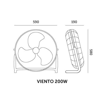 Ventilador de pie VIENTO 200W/230V cromo brillante
