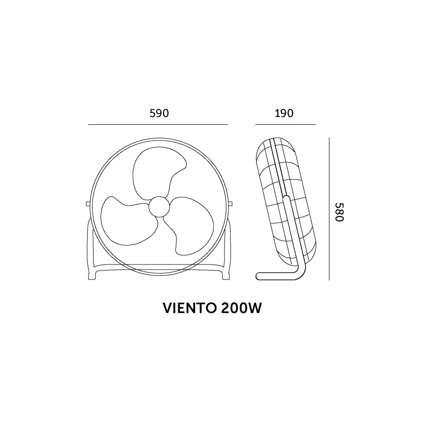 Ventilador de pie VIENTO 200W/230V cromo brillante