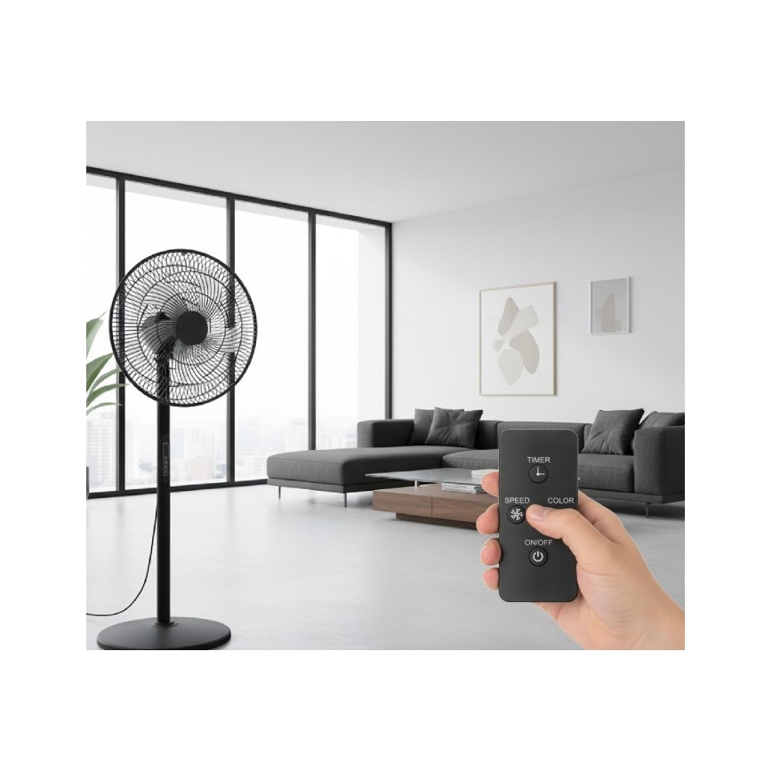 Ventilador de pie VIENTO-R 40W/230V negro + mando a distancia