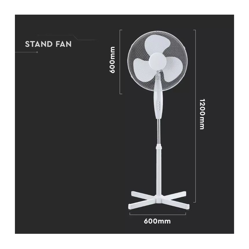 Ventilador de pie Ø 41 cm 40W/230V blanco