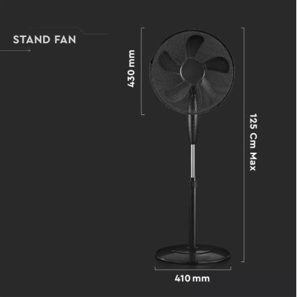 Ventilador de pie Ø 43cm 55W/230V negro