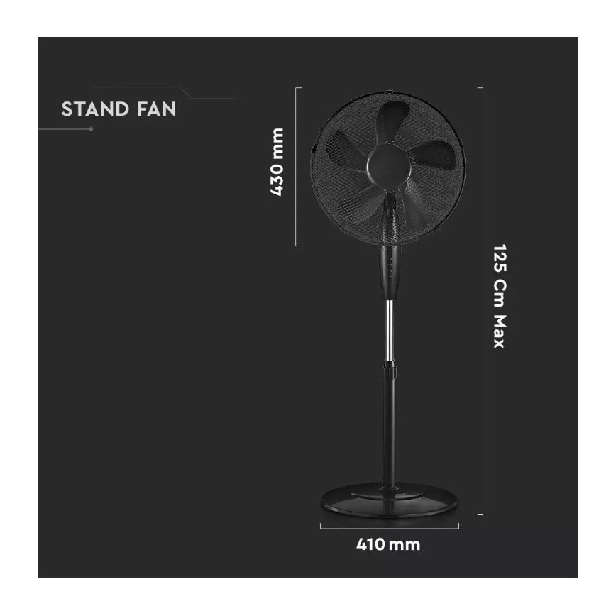 Ventilador de pie Ø 43cm 55W/230V negro