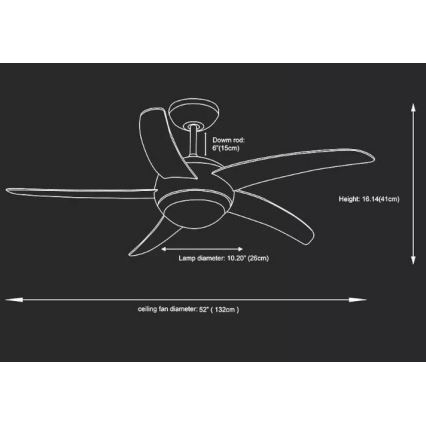 Ventilador de techo 2xE27/20W/230V diá. 132 cm + control remoto