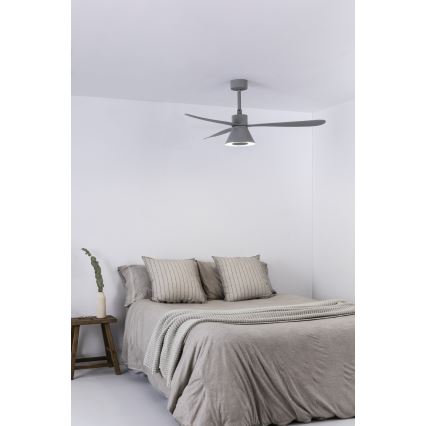 FARO 33762WT-24 - Ventilador de techo LED regulable AMELIA L CONE LED/20W/230V 2700/3500/5000K gris 132 cm Wi-Fi Tuya + control remoto