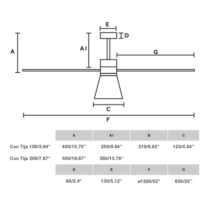 FARO 33762WT-24 - Ventilador de techo LED regulable AMELIA L CONE LED/20W/230V 2700/3500/5000K gris 132 cm Wi-Fi Tuya + control remoto