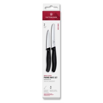 Victorinox - Juego de 2 cuchillos de cocina para verduras SWISS CLASSIC, negro