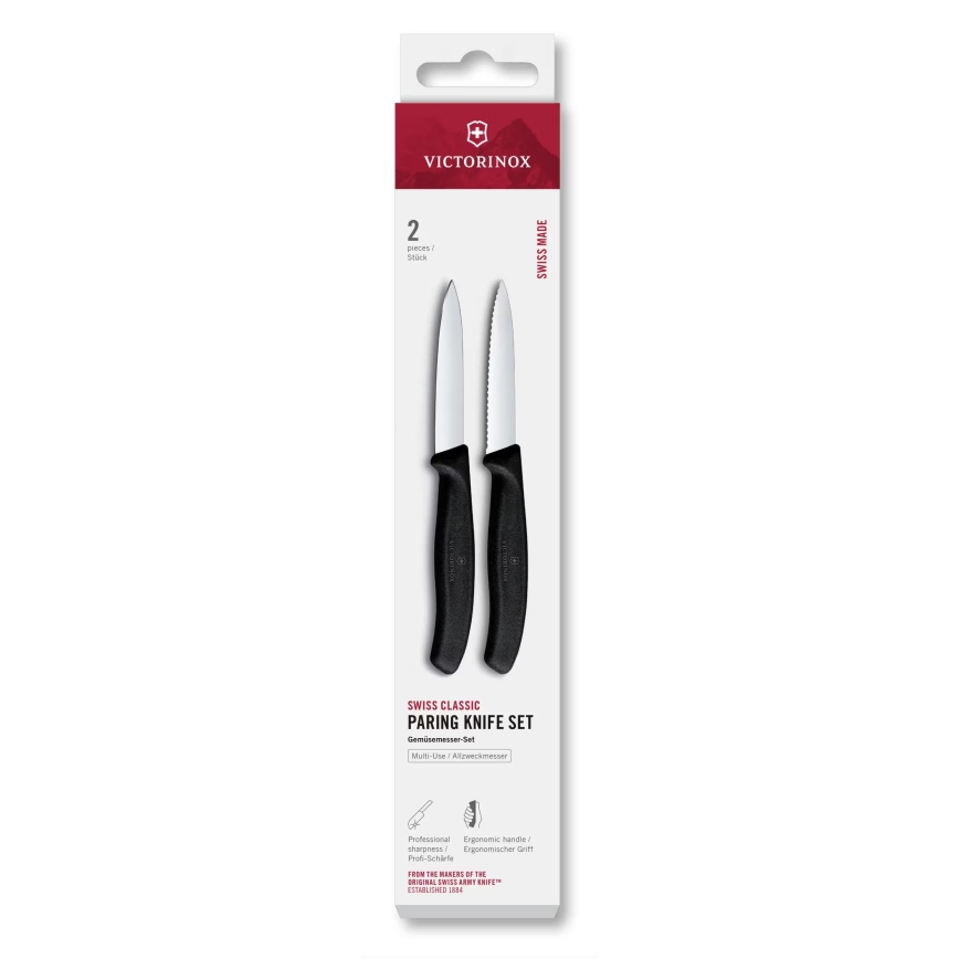 Victorinox - Juego de 2 cuchillos para verduras SWISS CLASSIC 8 cm, negro