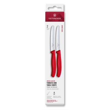 Victorinox - Juego de 2 cuchillos para verduras SWISS CLASSIC de 11 cm, rojo