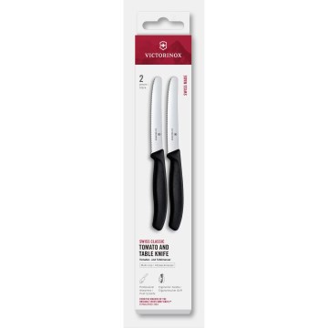 Victorinox - Juego de 2 cuchillos para verduras SWISS CLASSIC, hoja de 11 cm, color negro