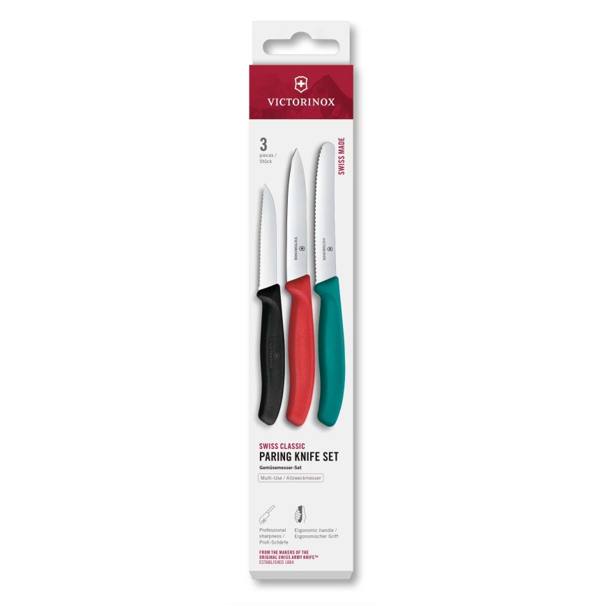 Victorinox - Juego de 3 cuchillos de cocina para verduras SWISS CLASSIC, multicolor