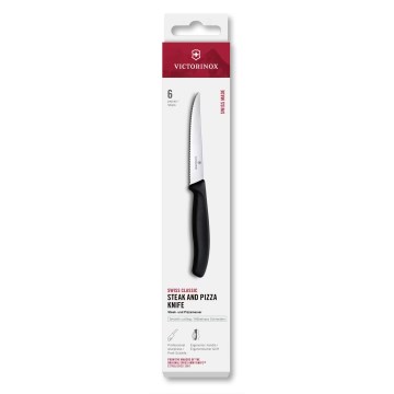 Victorinox - Juego de 6 cuchillos para carne SWISS CLASSIC, hoja de 11 cm, negro