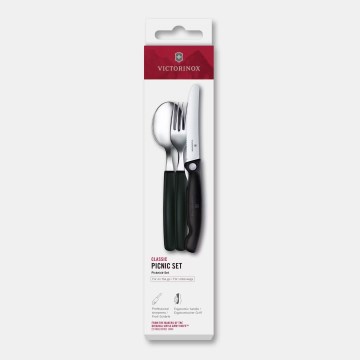 Victorinox - Juego de cubiertos para picnic SWISS CLASSIC, 3 piezas, negro