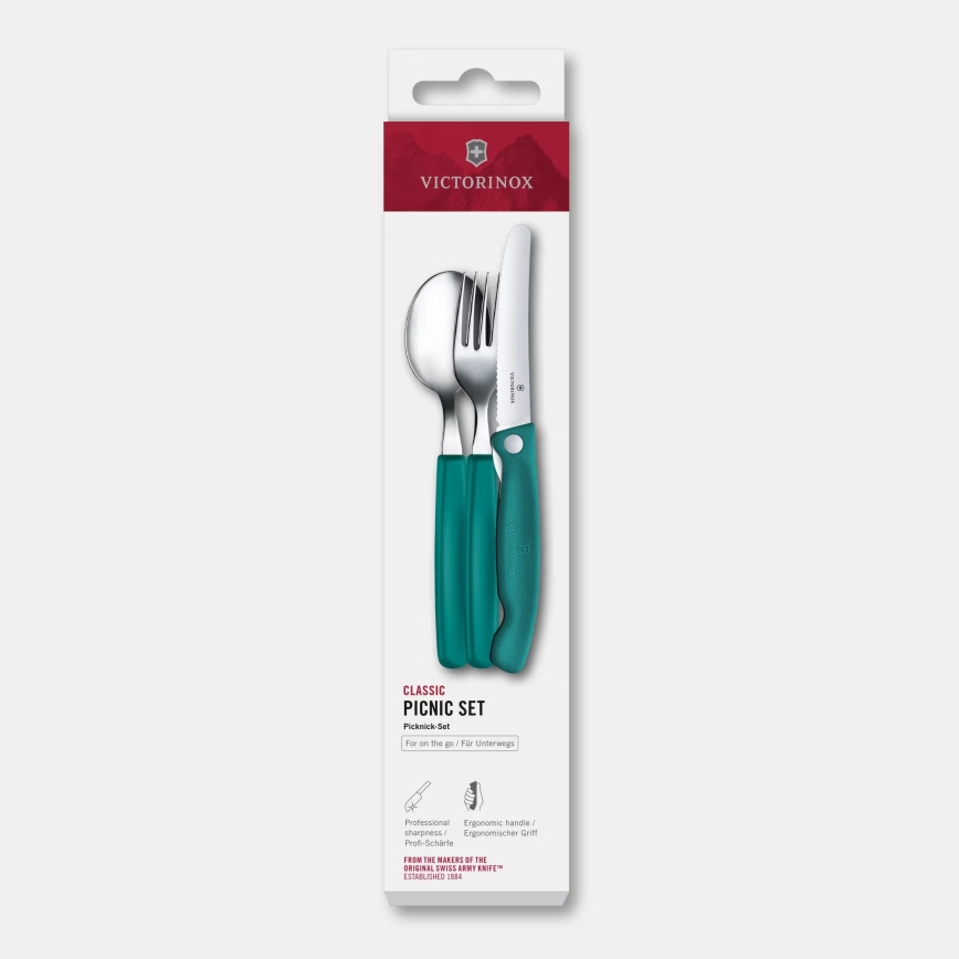 Victorinox - Juego de cubiertos para picnic SWISS CLASSIC, 3 piezas, turquesa