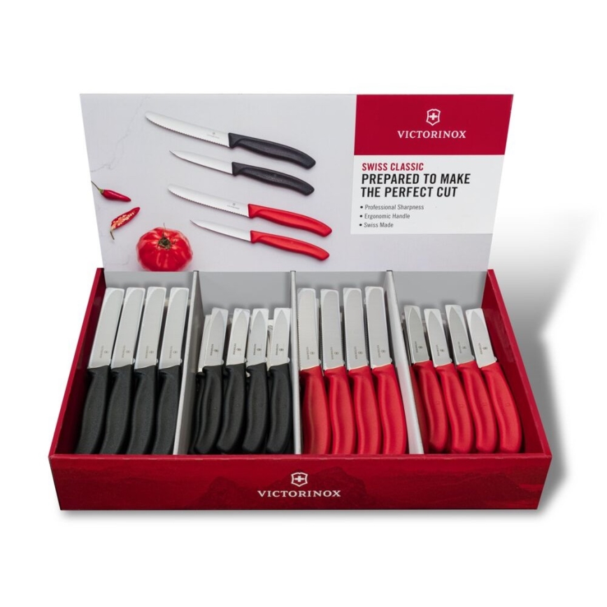 Victorinox - Juego de cuchillos de cocina para verduras SWISS CLASSIC 80 piezas negro/rojo