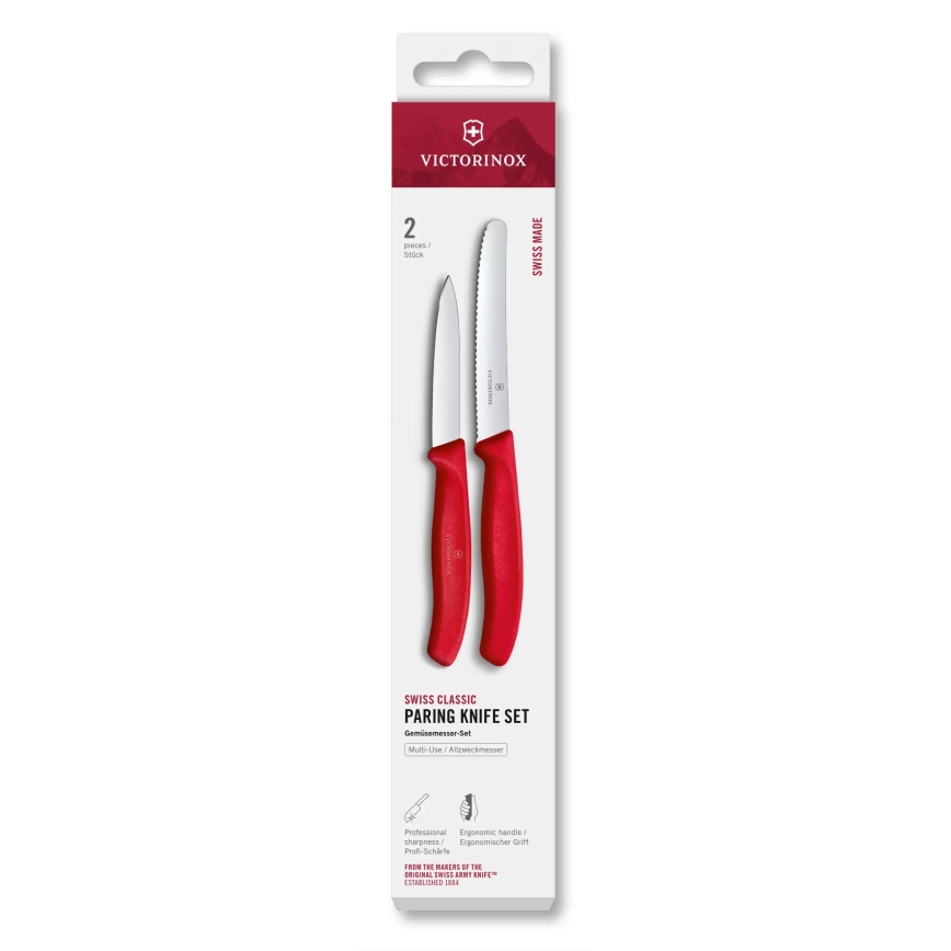 Victorinox - Juego de cuchillos para verduras SWISS CLASSIC, 2 piezas, rojo