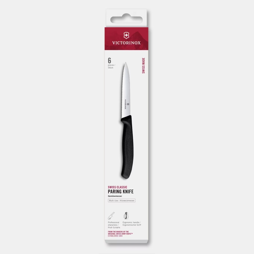 Victorinox - Set de 6 cuchillos para verduras SWISS CLASSIC, hoja de 10 cm, color negro