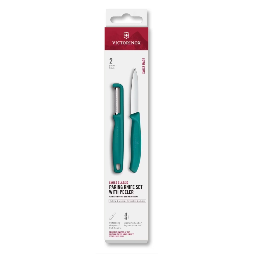 Victorinox - Set de cuchillo de cocina con pelador SWISS CLASSIC turquesa