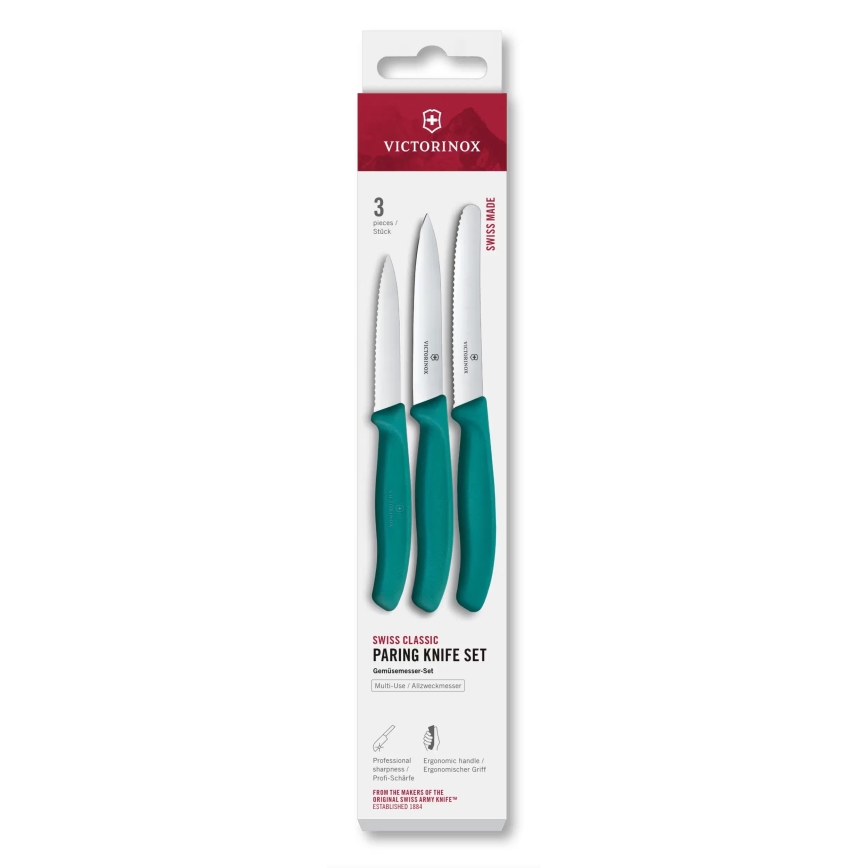 Victorinox - Set de cuchillos de cocina para verduras SWISS CLASSIC 3 piezas turquesa