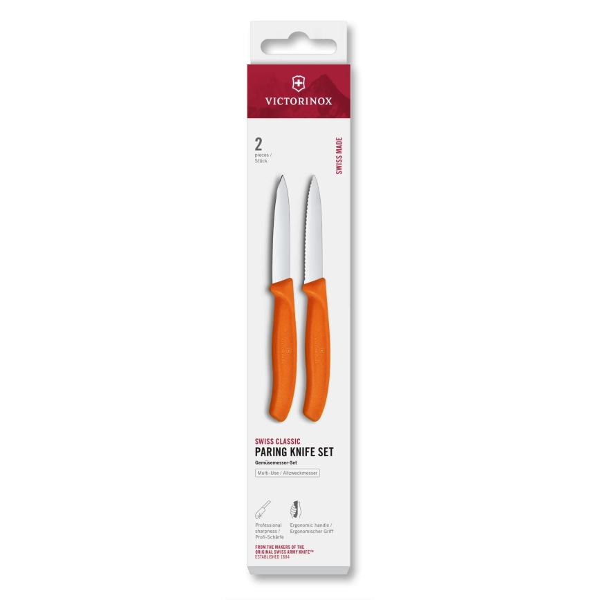 Victorinox - Set de cuchillos para verduras SWISS CLASSIC 8 cm, 2 unidades, naranja