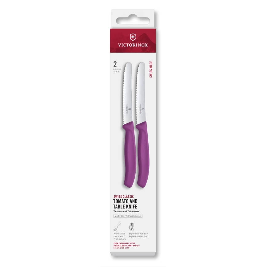 Victorinox - Set de cuchillos para verduras SWISS CLASSIC, hoja 11 cm, 2 piezas, color morado