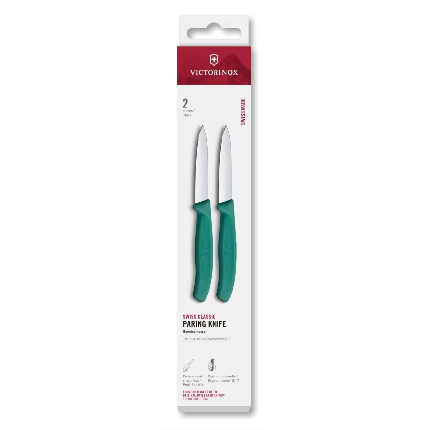 Victorinox - Set de cuchillos para verduras SWISS CLASSIC, hoja de 8 cm, 2 uds., turquesa