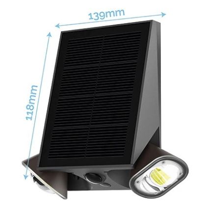 Viking - Aplique solar de pared regulable con sensor LED/1,3W/3,7V IP44 4000K 2000 mAh