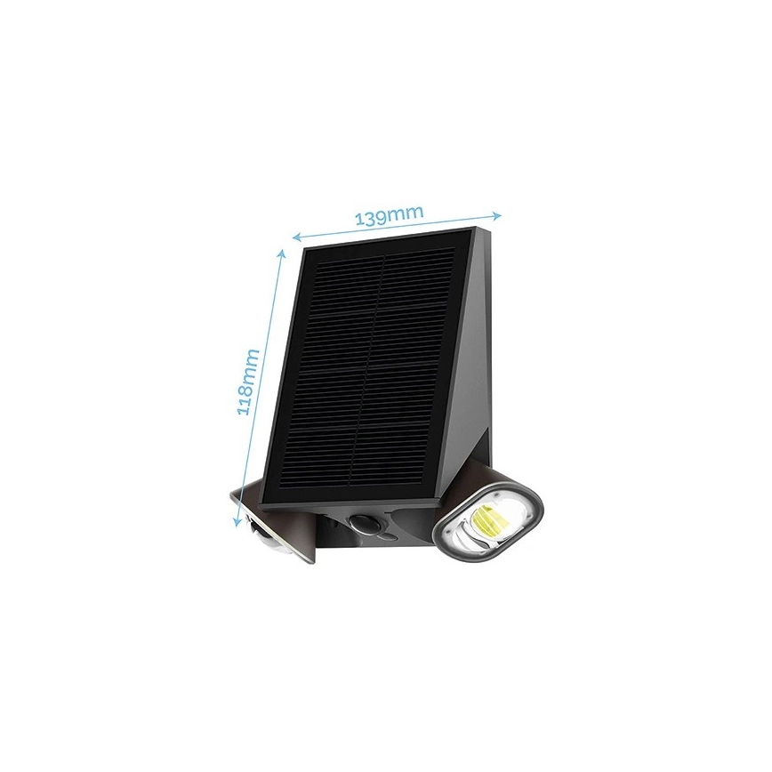 Viking - Aplique solar de pared regulable con sensor LED/1,3W/3,7V IP44 4000K 2000 mAh