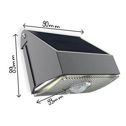 Viking - Aplique solar de pared LED con sensor LED/3,7V IP54 3000/4000K 2000 mAh