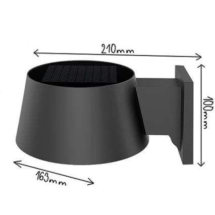 Viking - Aplique solar de pared LED regulable con sensor LED/1W/3,7V IP44 4000K 2000 mAh