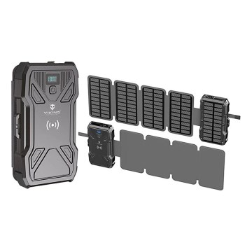 Viking - batería externa con linterna LED, carga inalámbrica y panel solar, Power Delivery 22,5 W / 20.000 mAh