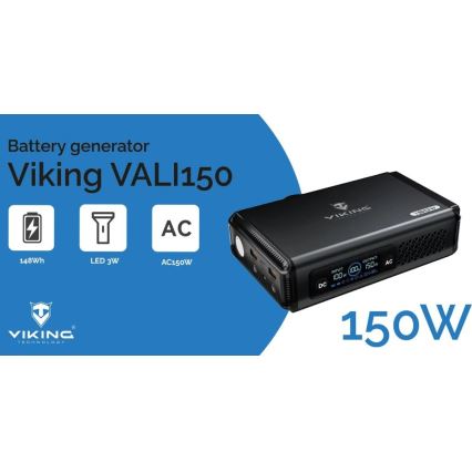 Viking - Generador portátil a batería con pantalla LED y Power Delivery 10000 mAh