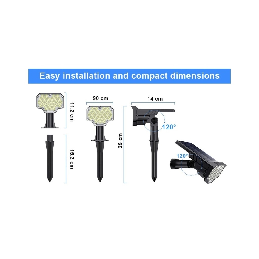 Viking - Lámpara solar LED/1W/3,7V IP65 6000K 2200 mAh